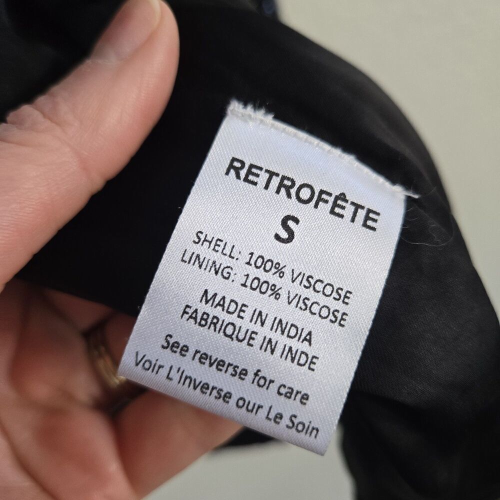 NWT Retrofete Gabrielle Embellished Robe Mini Dress Size S Black VNeck Tie Waist - Picture 10 of 14